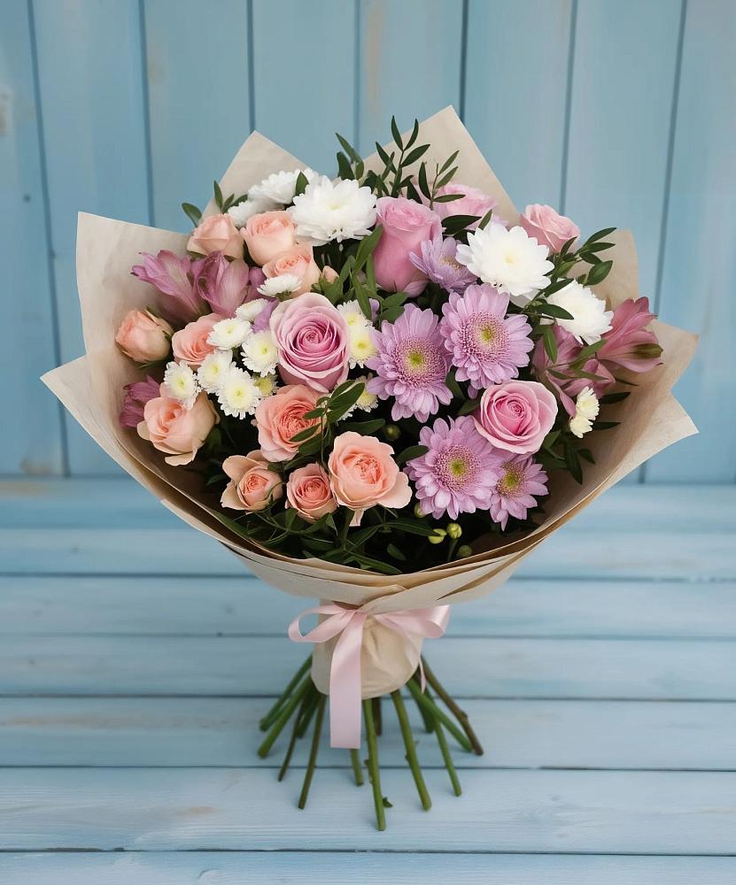 Букет цветов из: Хризантемы, Розы и Альстромерии в Александрии