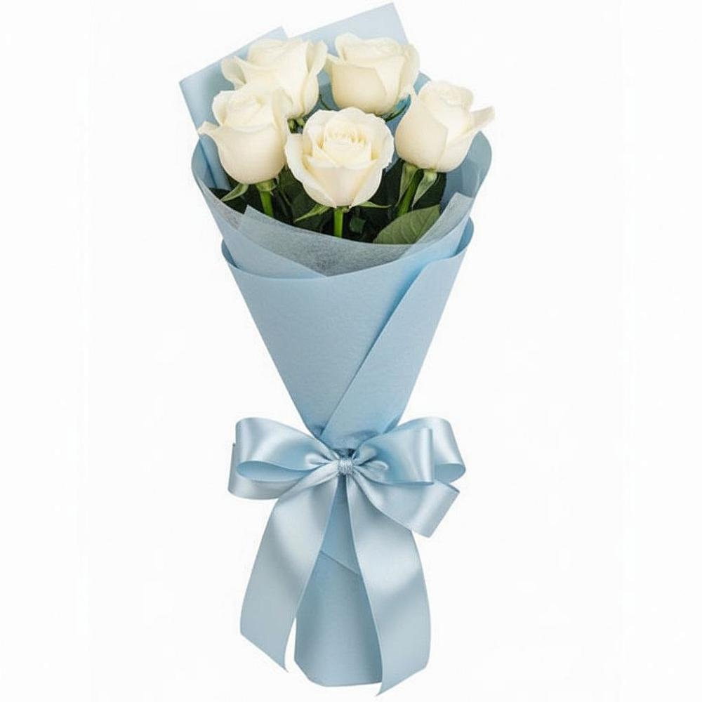 Букет 5 Белых роз Проуд в Александрии