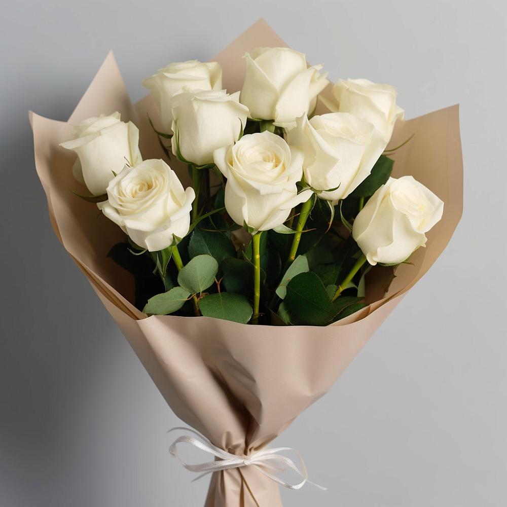 Букет 9 Белых роз Эдлесс Лав в Александрии