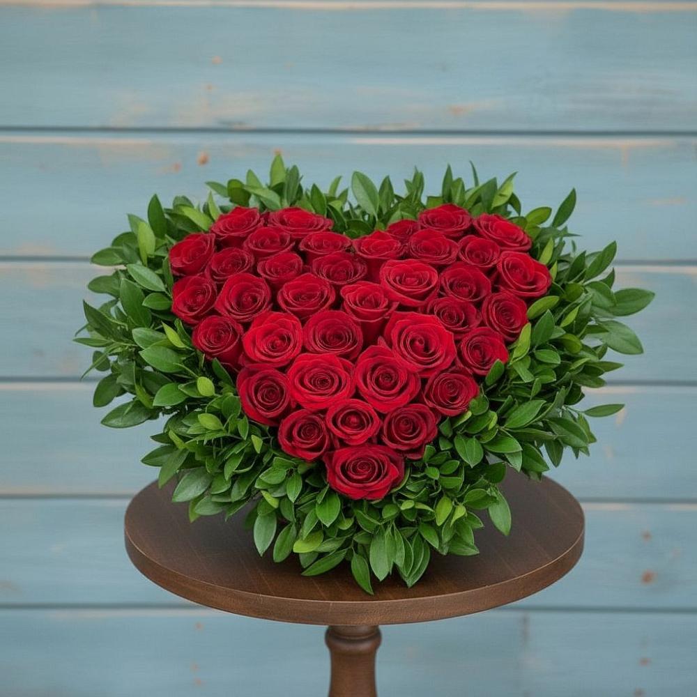 Цветочная композиция из Розы в виде сердца в Александрии