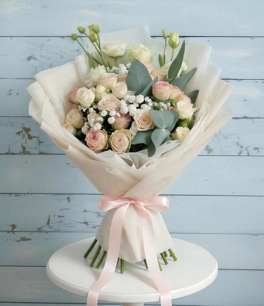 Букет цветов из: Розы и Лизиантусы в Александрии