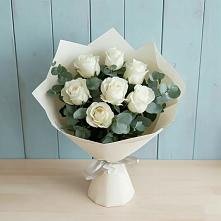 Букет Белые розы в Эвкалипте #REPLACE_PRED# Александрии