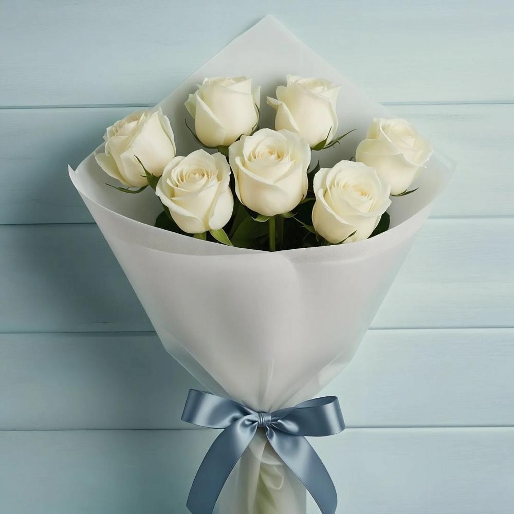 Букет 7 Белых роз Эдлесс Лав в Александрии